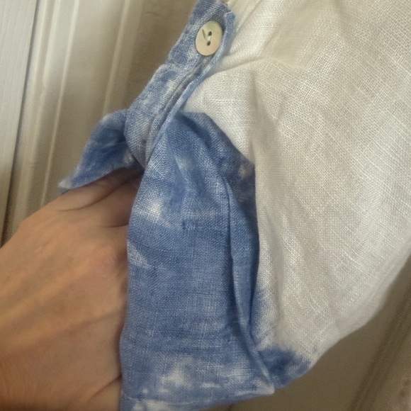 BELLE FRANCE NWOT BLUE tie-dye hi/ low pop over tunic blouse - Picture 6 of 8